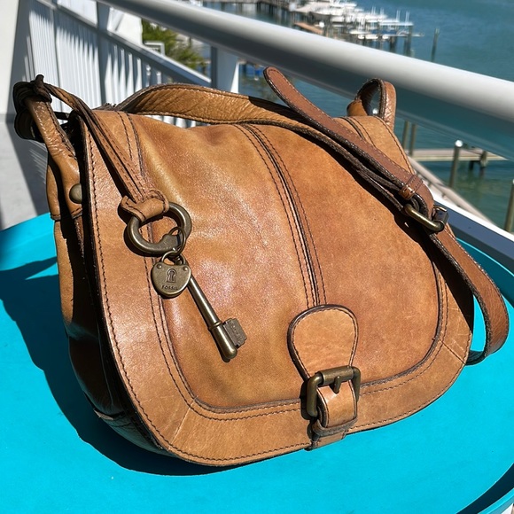 Fossil Handbags - Fossil vintage genuine leather saddle bag handbag Crossbody shoulder bag purse